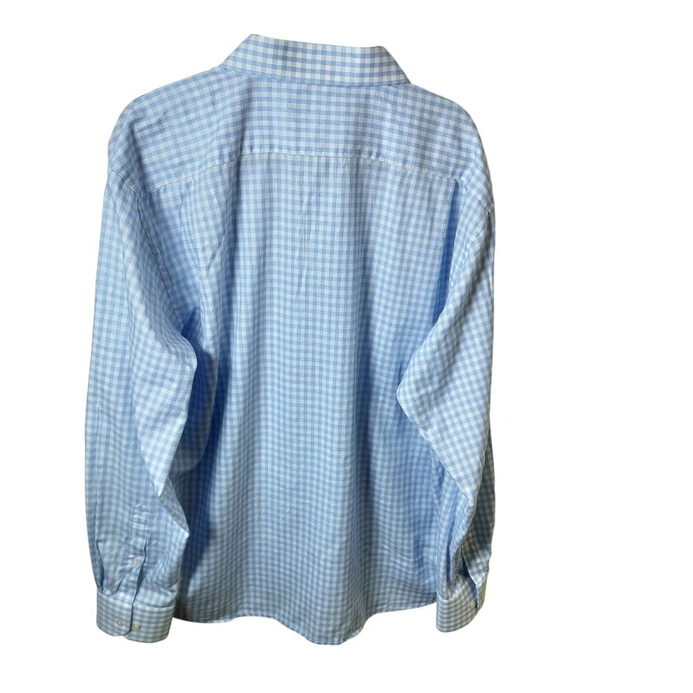 Balmain Paris Mens 2XL Blue White Gingham Check Long Sleeve Button Down Shirt - Picture 2 of 13